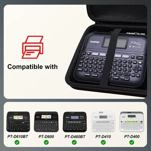 Vista 2 de LTGEM - Funda compatible con rotuladora Brother P-Touch PT-D610BT / PT-D410 / PT-D460BT / PTD600 / PTD400AD, color negro Hard EVA Shell