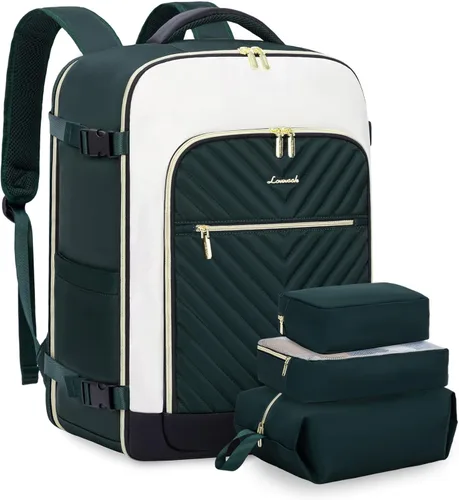Vista 31 de LOVEVOOK Mochila de viaje grande, mochila de mano para aviones, Verde frijol - Amarillo claro - Verde oliva oscuro, Moda