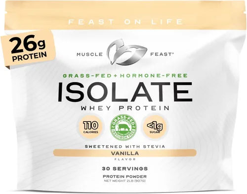 Vista 18 de Muscle Feast Proteína de suero aislada de vacas alimentadas a pasto, totalmente natural sin hormonas, criadas en pasto, Proteína de suero aislada