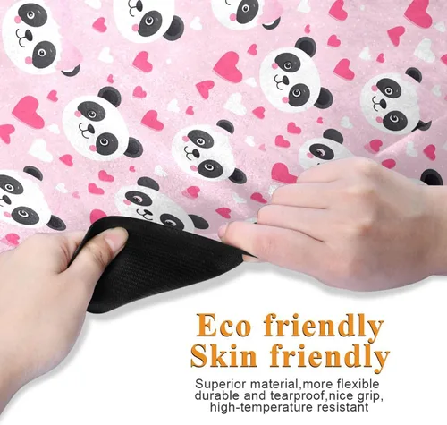 Vista 3 de Pandas Pink Hearts Yoga Mat Non Slip Thick Kids Eco Friendly Rubber Workout Foldable Yoga Mat Women Exercise