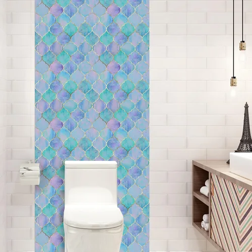 Vista 7 de 6 calcomanías de pared 3D azules Hyun-chae para escamas de peces de 12 x 12 pulgadas, decoración de salpicaduras, bricolaje, extraíble, impermeable