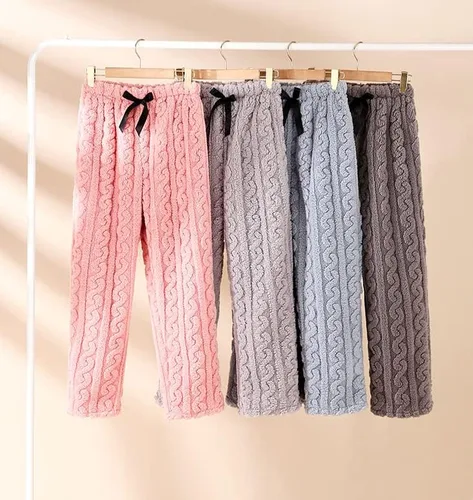Vista 6 de RICHTRUE Pantalones de pijama mullidos para mujer, pantalones de pijama de franela para niñas, pantalones de pijama lindos para mujer