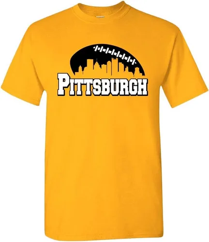 Vista 4 de Xtreme Apparrel City Skyline - Camiseta de hombre para los aficionados al fútbol americano Pittsburgh - Camisa negra