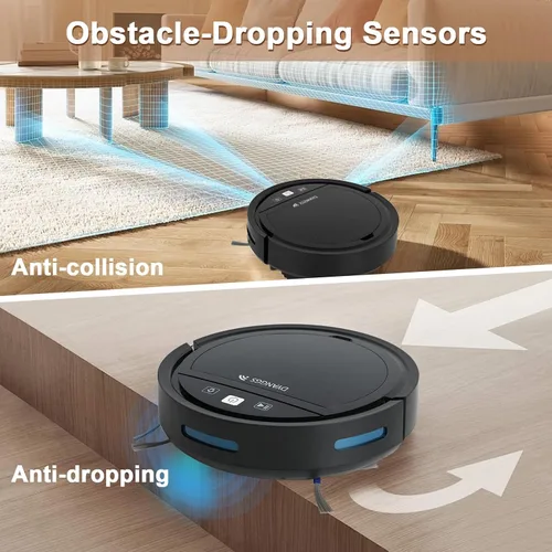 Vista 5 de Robot aspirador y trapeador, robot de barrido y trapeador Wi-Fi/voz/aplicación, robot aspirador de pelo de mascotas, a prueba de caídas, limpiador