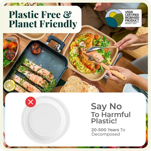 Vista 3 de KoalaLove - Platos de bambú desechables de hoja de palma de 2.5 pulgadas, platos compostables biodegradables, la mejor alternativa a los platos