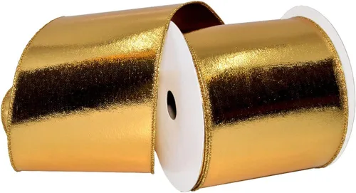 Vista 2 de Morex Ribbon alámbrico Lamé cinta, 2 – 1/2" X 10 yd, color dorado