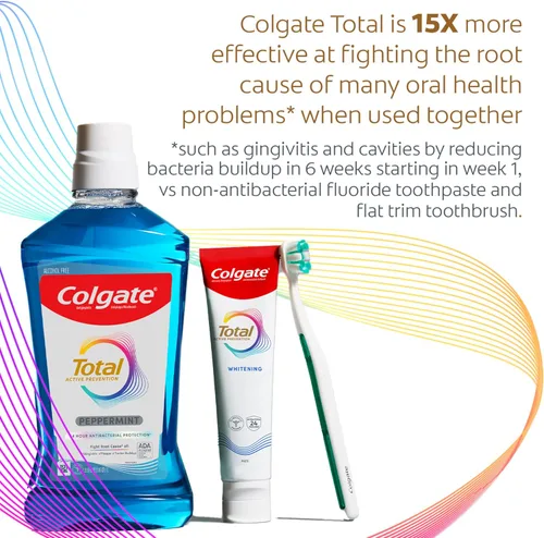 Vista 4 de Colgate Total Active Prevention Pasta dental blanqueadora, pasta dental con flúor blanqueador, fórmula clínicamente probada que combate