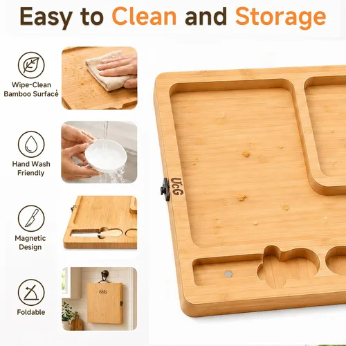Vista 15 de Hermosas tablas de bambú para charcutería: plegable y fácil almacenamiento