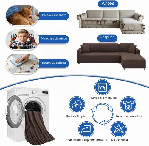 Vista 7 de XINEAGE Funda de sofá modular de alta elasticidad en forma de L, 2 piezas antideslizante con protector de muebles con 2 fundas de almohada para Café