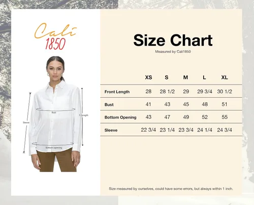 Vista 8 de Cali1850 Camisas casuales de lino para mujer Blusa de manga larga con botones y cuello superior