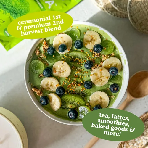 Vista 2 de SEN CHA Naturals Polvo matcha orgánico diario, auténtico té verde japonés, polvo matcha de grado culinario y ceremonial de primera y segunda