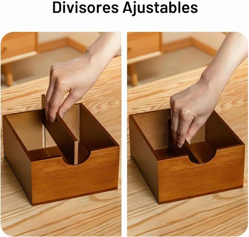 Vista 5 de Organizador de bolsas de té de madera de acacia con cajón, organizadores