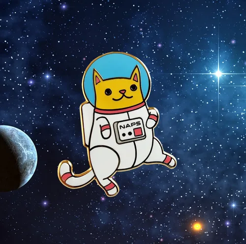 Vista 4 de Pinsanity Astro Cat prendedor de solapa esmaltado