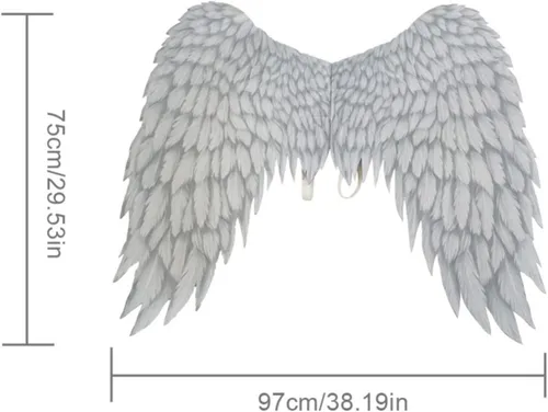 Vista 5 de Ochine Disfraz de alas de ángel, plumas plegables, decoraciones de Halloween, alas de ángel, decoración de Navidad, regalo para niños y adultos