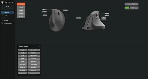 Vista 4 de Keychron Ratón Inalámbrico Ergonómico M5, 8000Hz Tri-Modo 2.4 GHz/Bluetooth 5.1/Con Cable, Sensor PixArt 3950, 30000 DPI, Ergonómico Ligero con Negro