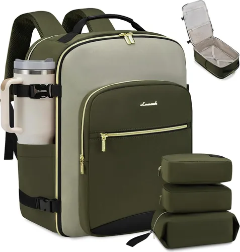 Vista 11 de LOVEVOOK Mochila de viaje grande para mujeres y hombres, mochila de transporte de 40 litros para aviones, bolsa de viaje para artículos personales