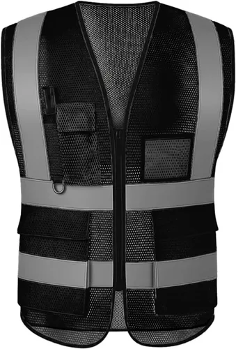 Vista 9 de High Visibility Safety Vest with Reflective Strips & Pockets