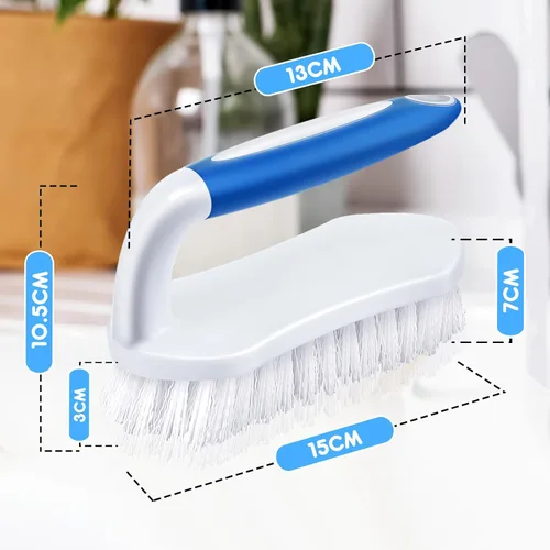 Vista 2 de Lallisa 12 piezas de cepillos para limpieza con mango cómodo de agarrar, resistente, cerdas rígidas, flexibles, cepillos a granel para ducha, baño