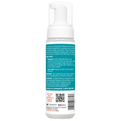 Vista 3 de The Pharma-C Company - Champú y gel de baño sin enjuague espumoso [paquete de 6] - Sin fragancia y tinte - Fórmula suave sin enjuague probada