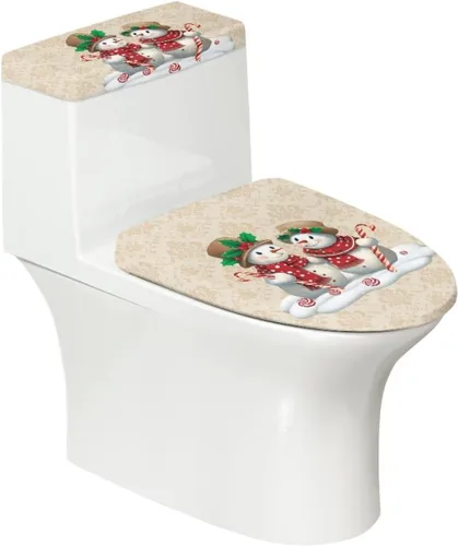 Vista 47 de Funda de asiento de inodoro de mármol blanco dorado para baño, cubierta de tapa de tanque de inodoro suave, 2 piezas, fundas de inodoro con tela