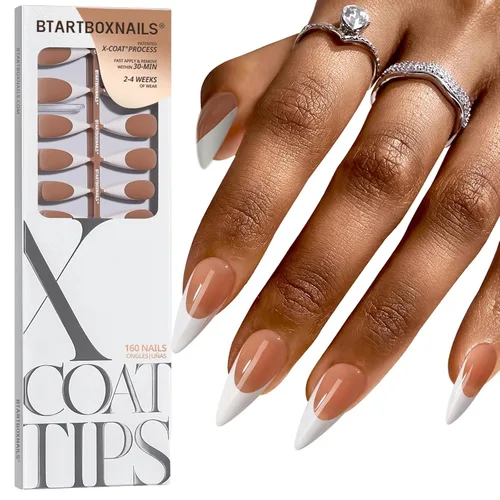 Vista 45 de BTArtboxnails XCOATTIPS White French Tip Press On Nails, XXS Squoval, Pink Lamp-Curable, 4-Week Wear, Natural Nail Look, Salon Quality Value at