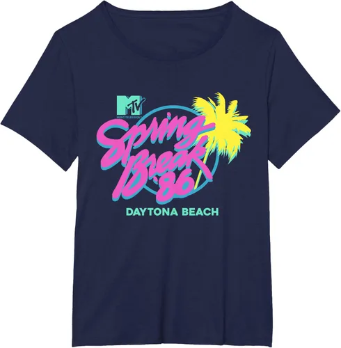 Vista 13 de MTV Camiseta de cuello redondo de ajuste clásico - Spring Break Daytona Beach, negro, adulto, manga corta, algodón y poliéster