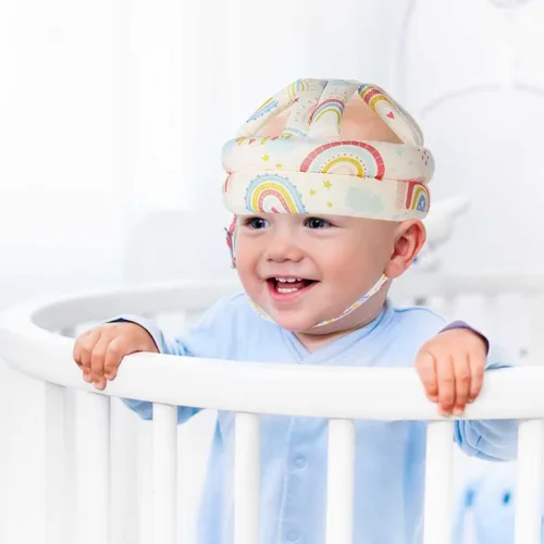 Vista 7 de Casco de seguridad para niños con protector de cabeza de bebé, anticolisión y ajustable, con cierre de para gatear, caminar y correr