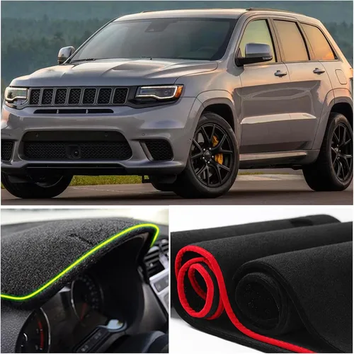 Vista 4 de Cubierta de Alfombrilla del Salpicadero Personalizada para Consola Central Interior Compatible con Jeep Grand Cherokee 2011-2021 Accesorios de Negro