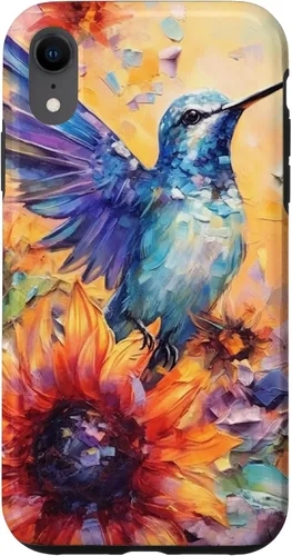 Vista 25 de Colorful Watercolor Sunflower Nature Purple Blue Hummingbird Case for iPhone 17