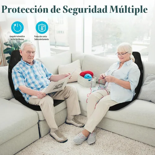Vista 4 de Masajeador de espalda con calor, 5 modos de vibración y 2 niveles de calor, almohadilla de masaje para silla, cojín de masaje eléctrico
