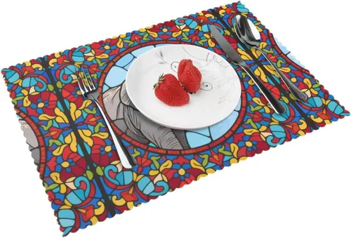 Vista 12 de Rectangular Placemats Set of 4, Heat Resistant Bee Printed Kitchen Dining Table Mats