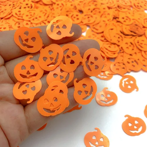 Vista 2 de Calabazas confeti de Acción de Gracias, Halloween, fiesta, decoración de mesa, suministros de decoración de mesa con purpurina metálica