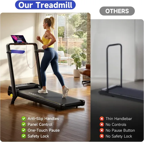 Vista 7 de YPOO 16% Walking Pad Incline, Treadmills for Home, Handle Bar, Foldable Negro oscuro