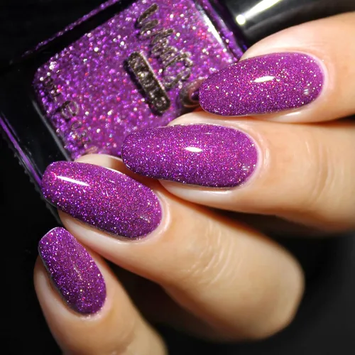 Vista 2 de Whats Up Nails - Plumingo Party Flash - Esmalte de uñas reflectante granate con dúocromo iridiscente brillante púrpura brillante barniz de esmalte