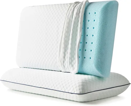 Vista 17 de WEEKENDER Almohada de espuma viscoelástica de gel, tamaño estándar, sensación firme media, soporte para cuello y hombros, para dormir de lado