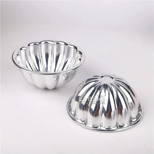Vista 3 de LoBake Moldes ondulados de aluminio para tartas de flores y calabazas, 10 piezas, moldes para pudín de gelatina, moldes para magdalenas, R22.