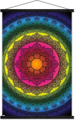 Vista 8 de Trends International Delyth Angharad - Póster de pared con mandalas arcoíris, 14.725 x 22.375 pulgadas, versión enmarcada de madera de granero