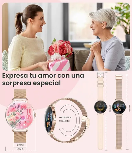 Vista 9 de LIGE - Relojes inteligentes para mujeres (responder/realizar llamada), ultradelgado de 6.8mm/1.43" AMOLED para mujeres con más de 111 modos