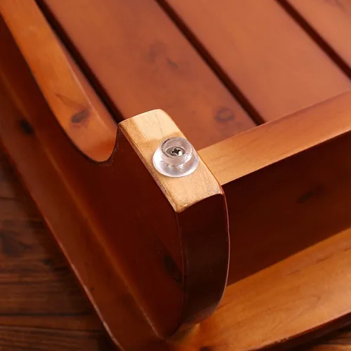 Vista 6 de Taburete de baño de madera para sofá, banco de pasos, taburete pequeño de cedro, tapete rectangular de madera, taburete de ducha, pedal impermeable
