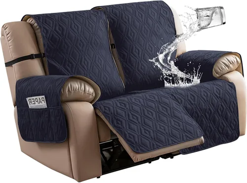 Vista 10 de Genina - Funda impermeable para sillón reclinable de dos plazas, funda antideslizante para sofá, funda para sofá reclinable de 2 plazas, funda