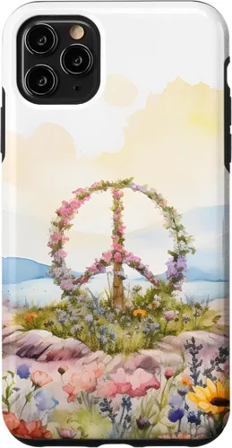 Vista 13 de Floral Peace Sign Watercolor Case for iPhone 17