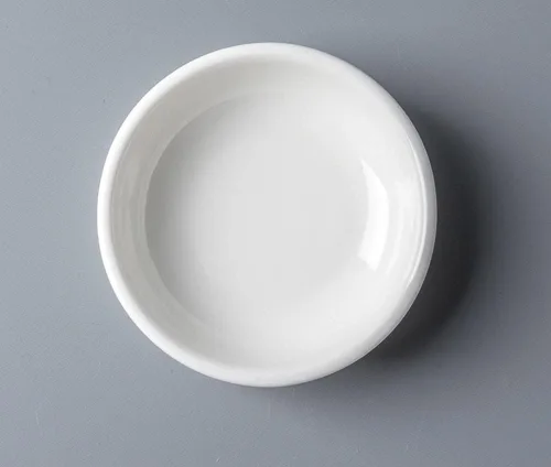 Vista 3 de 4 platos de cerámica blanca para condimentos, cuencos de inmersión para aperitivos, 3 pulgadas