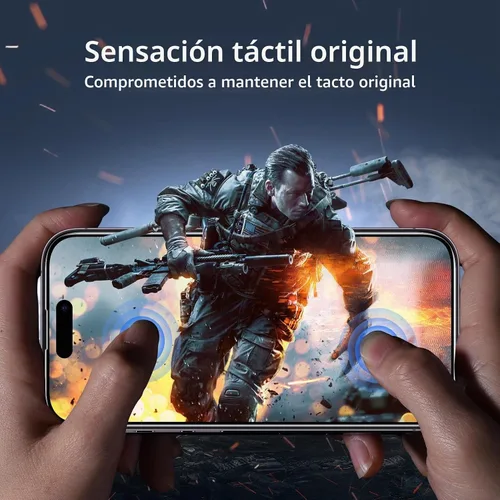 Vista 8 de Protector de pantalla de privacidad Ruwa para iPhone 14 Pro Max [Pack de 3] [17 cm] Película de vidrio templado para pantalla con marco
