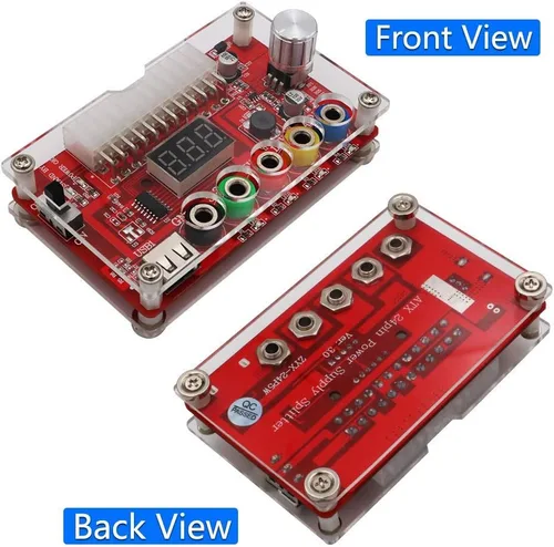 Vista 6 de Kit de placa de conexión de fuente de alimentación ATX y estuche acrílico con perilla de voltaje ajustable ADJ, soporta 3.3 V, 5 V, 12 V y 1.8