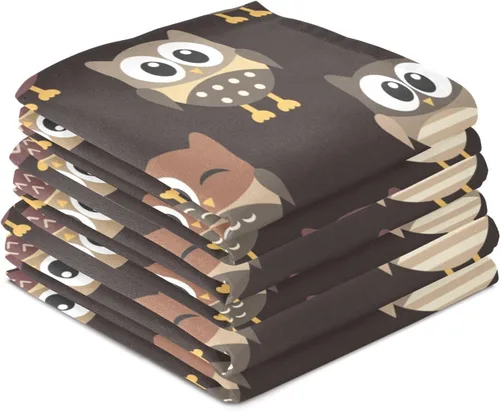 Vista 4 de Owls - Toallas de cocina marrones, 18 x 28 pulgadas, paños de cocina súper suaves y absorbentes para lavar platos, paquete de 6 toallas de mano