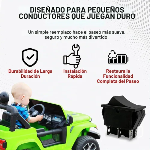 Vista 7 de MP Maresh Products Interruptor basculante de cambio compatible con Power Wheels 00801-1775 – Reemplazo para montar niños, interruptor de encendido