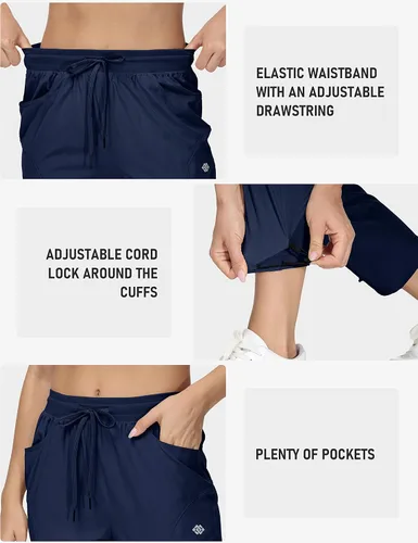 Vista 4 de MoFiz Pantalones de senderismo para mujer, ligeros, de secado rápido, con bolsillos con cremallera