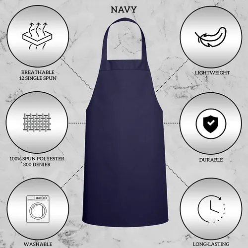 Vista 3 de GREEN LIFESTYLE Paquete de 120 delantales con peto, unisex, color azul marino, lavables a máquina, para hombres y mujeres, delantales de cocina