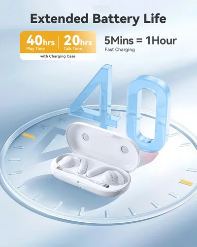 Vista 7 de EMEET Airflow Auriculares de oído abierto con micrófono, auriculares inalámbricos Bluetooth 5.3 con micrófono desmontable, cancelación de ruido ENC