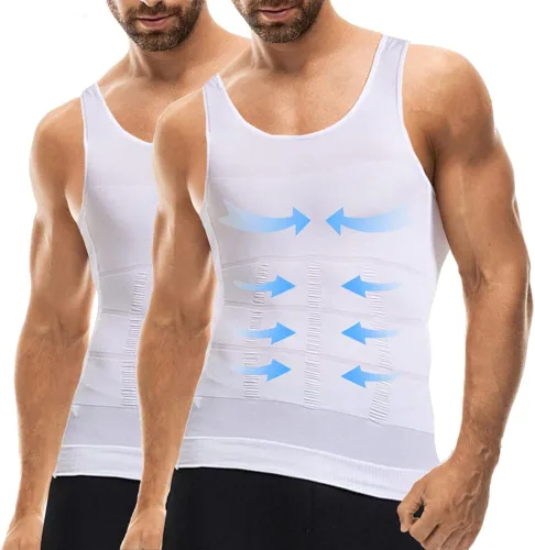 Vista 4 de Mistirik Camisas de compresión para hombre Chaleco adelgazante para hombre Camiseta ajustada para hombre Camiseta de compresión sin mangas